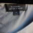 Switch Tahari Arthur S. Levine Gray Satin Bow Detail Cap Sleeve Pleat Front Dress 14 2 image