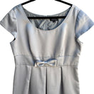 Switch Tahari Arthur S. Levine Gray Satin Bow Detail Cap Sleeve Pleat Front Dress 14 3 image