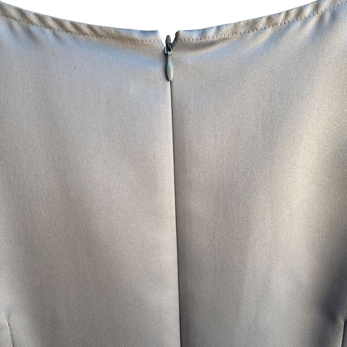 Tahari Arthur S. Levine Gray Satin Bow Detail Cap Sleeve Pleat Front Dress 14