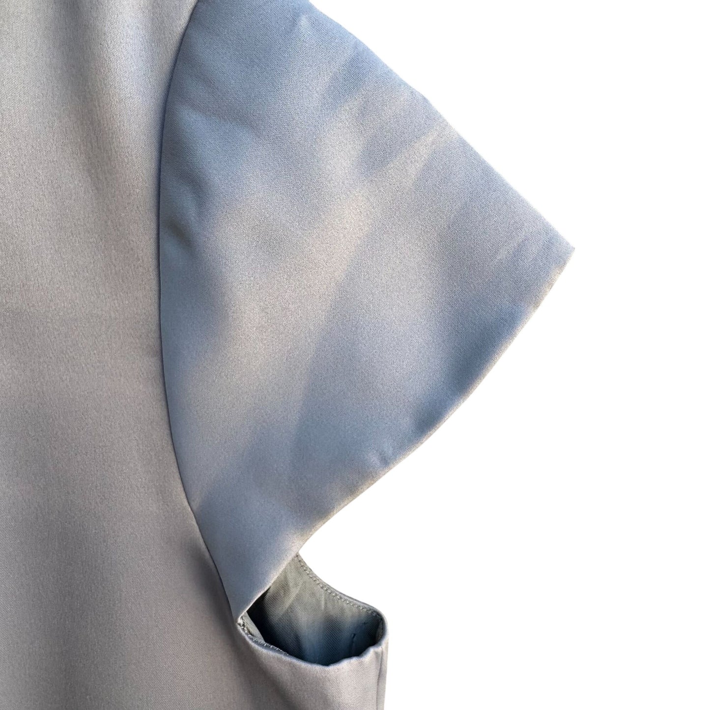 Tahari Arthur S. Levine Gray Satin Bow Detail Cap Sleeve Pleat Front Dress 14