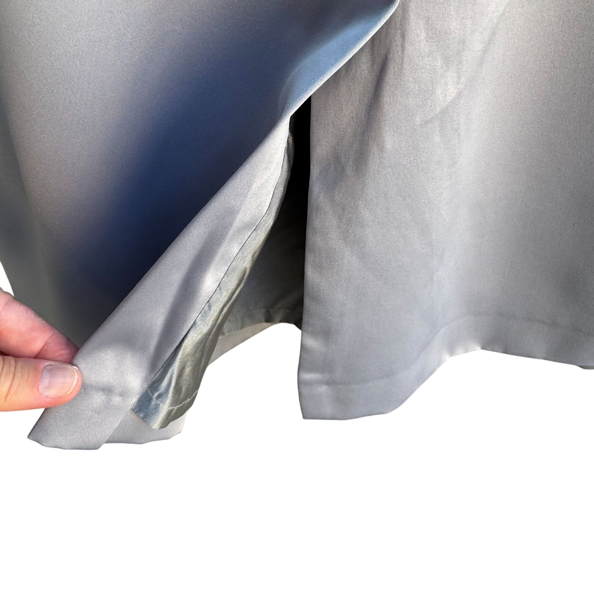 Tahari Arthur S. Levine Gray Satin Bow Detail Cap Sleeve Pleat Front Dress 14