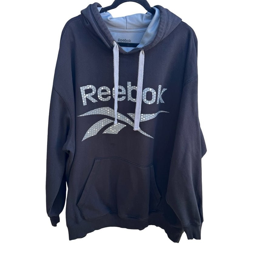 Reebok Retro 90s Style Graphic Logo Athleisure Pullover Hoodie Mens Black 4XL