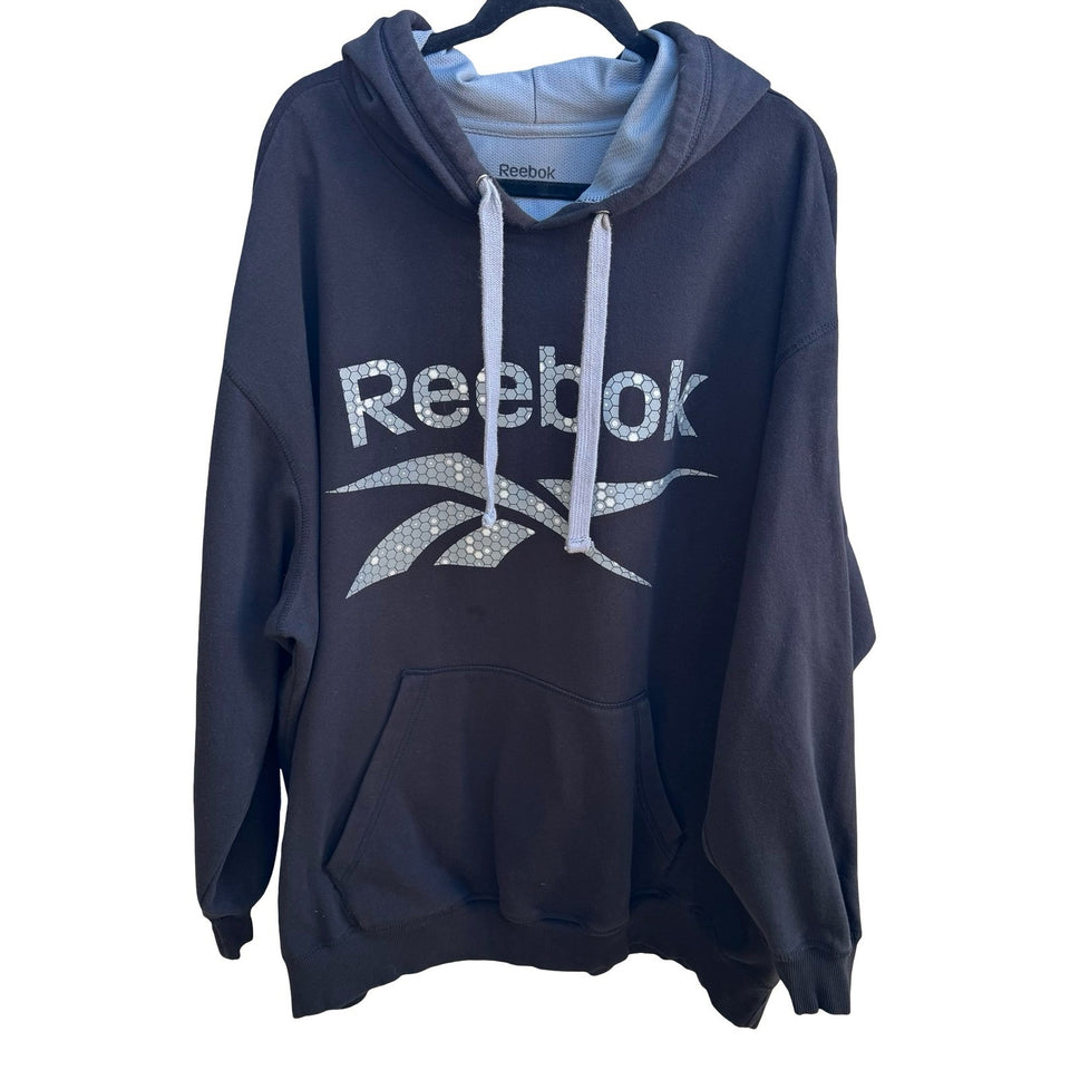 Reebok Retro 90s Style Graphic Logo Athleisure Pullover Hoodie Mens Black 4XL