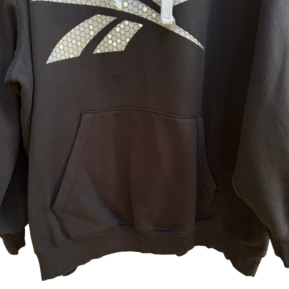 Reebok Retro 90s Style Graphic Logo Athleisure Pullover Hoodie Mens Black 4XL