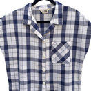Switch Sears The Fashion Place Vintage Navy Blue White Plaid Button Up Top Size 16 USA 3 image