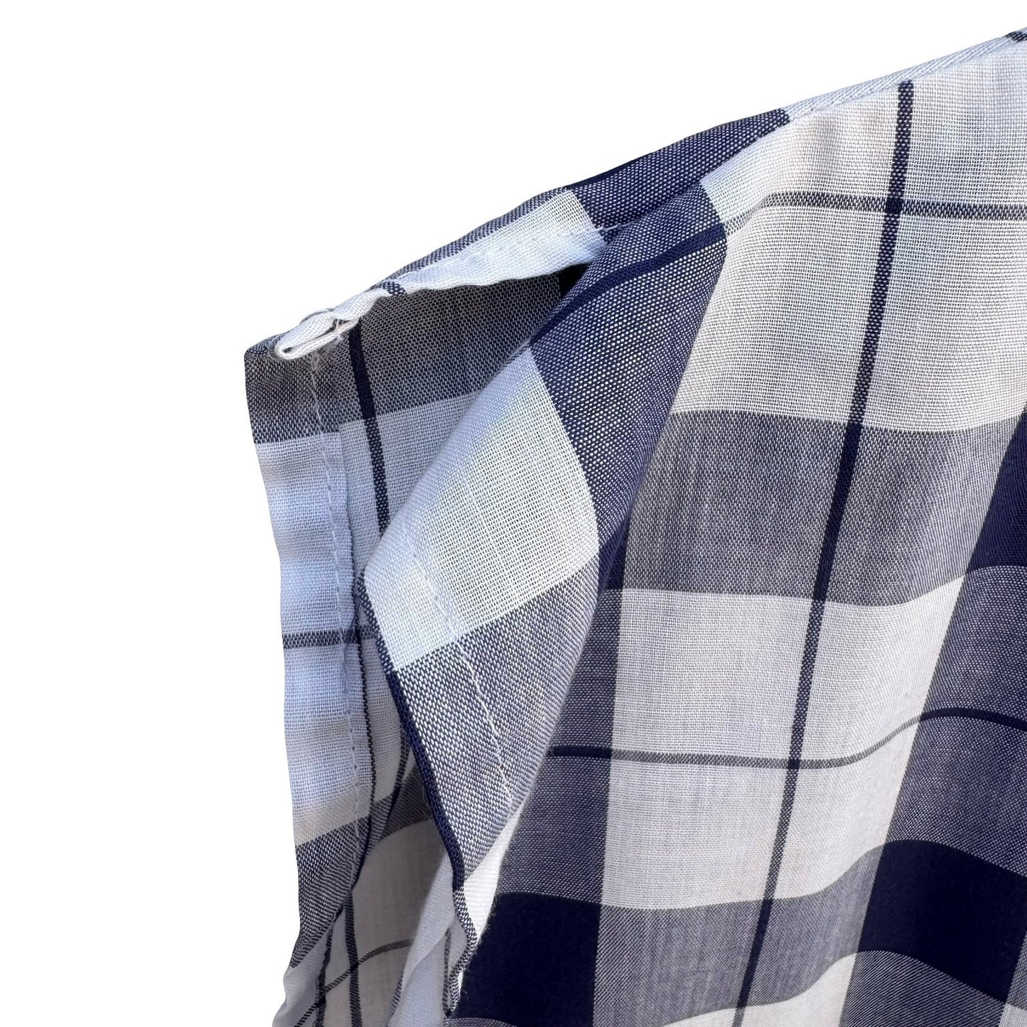 Sears The Fashion Place Vintage Navy Blue White Plaid Button Up Top Size 16 USA