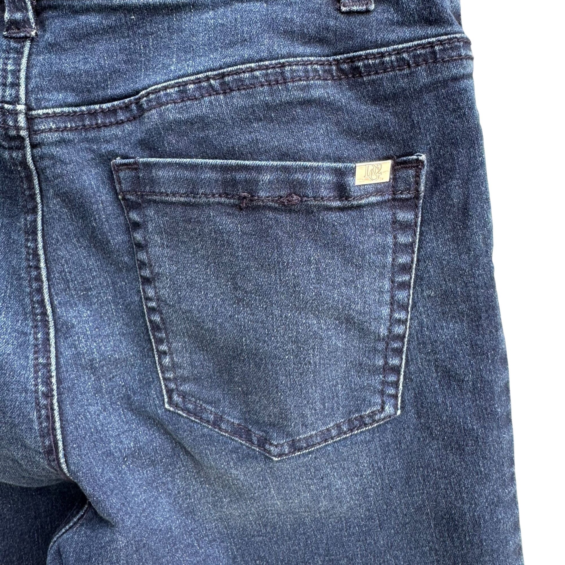 DG2 Diane Gilman Womens Blue Stretch Denim Preppy Summer Casual Bermuda Shorts 2