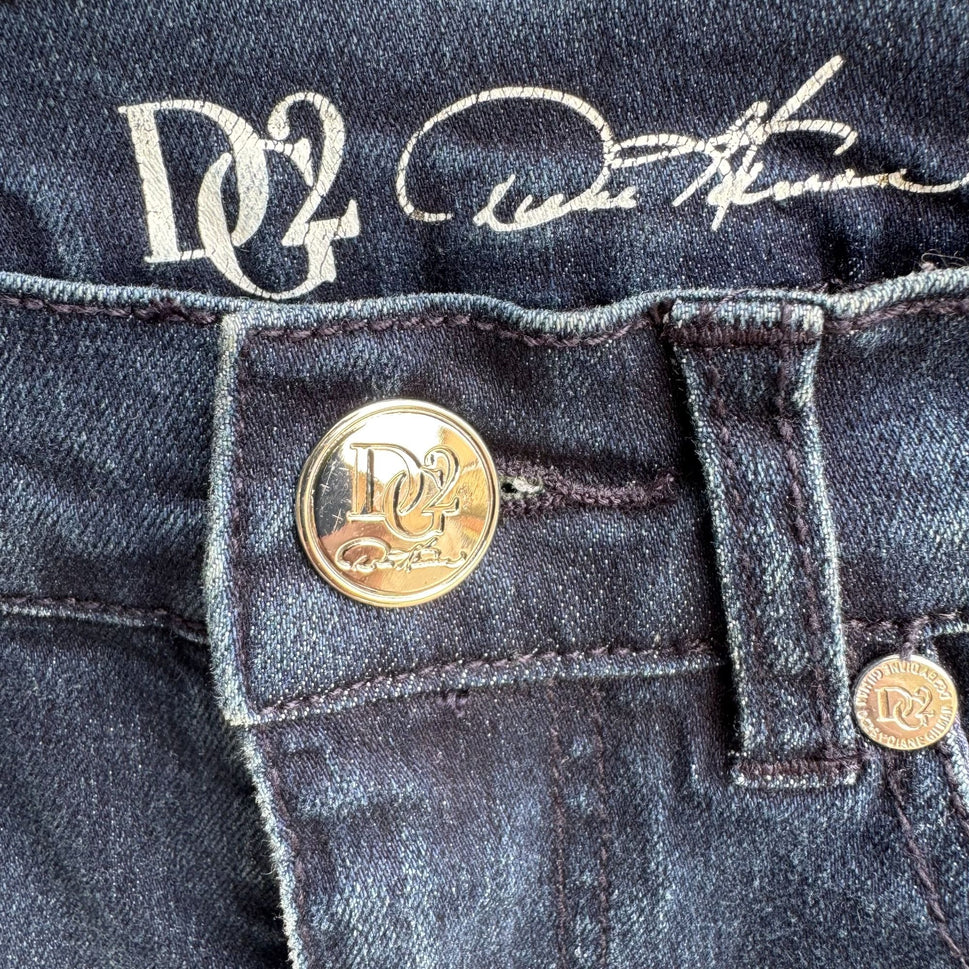 DG2 Diane Gilman Womens Blue Stretch Denim Preppy Summer Casual Bermuda Shorts 2