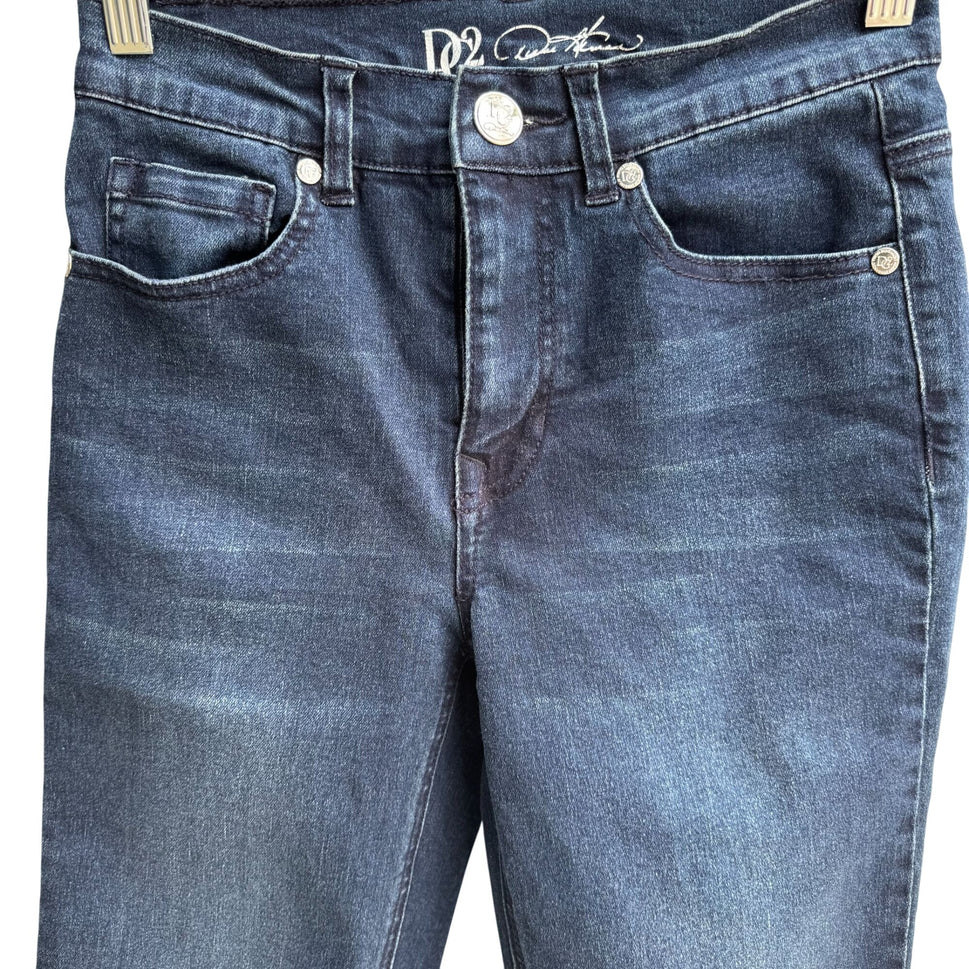 DG2 Diane Gilman Womens Blue Stretch Denim Preppy Summer Casual Bermuda Shorts 2