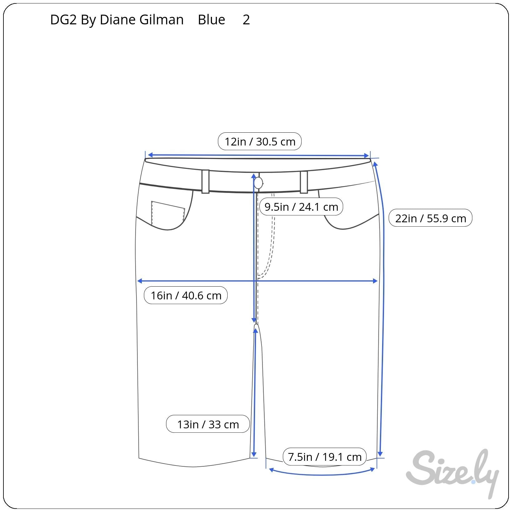 DG2 Diane Gilman Womens Blue Stretch Denim Preppy Summer Casual Bermuda Shorts 2