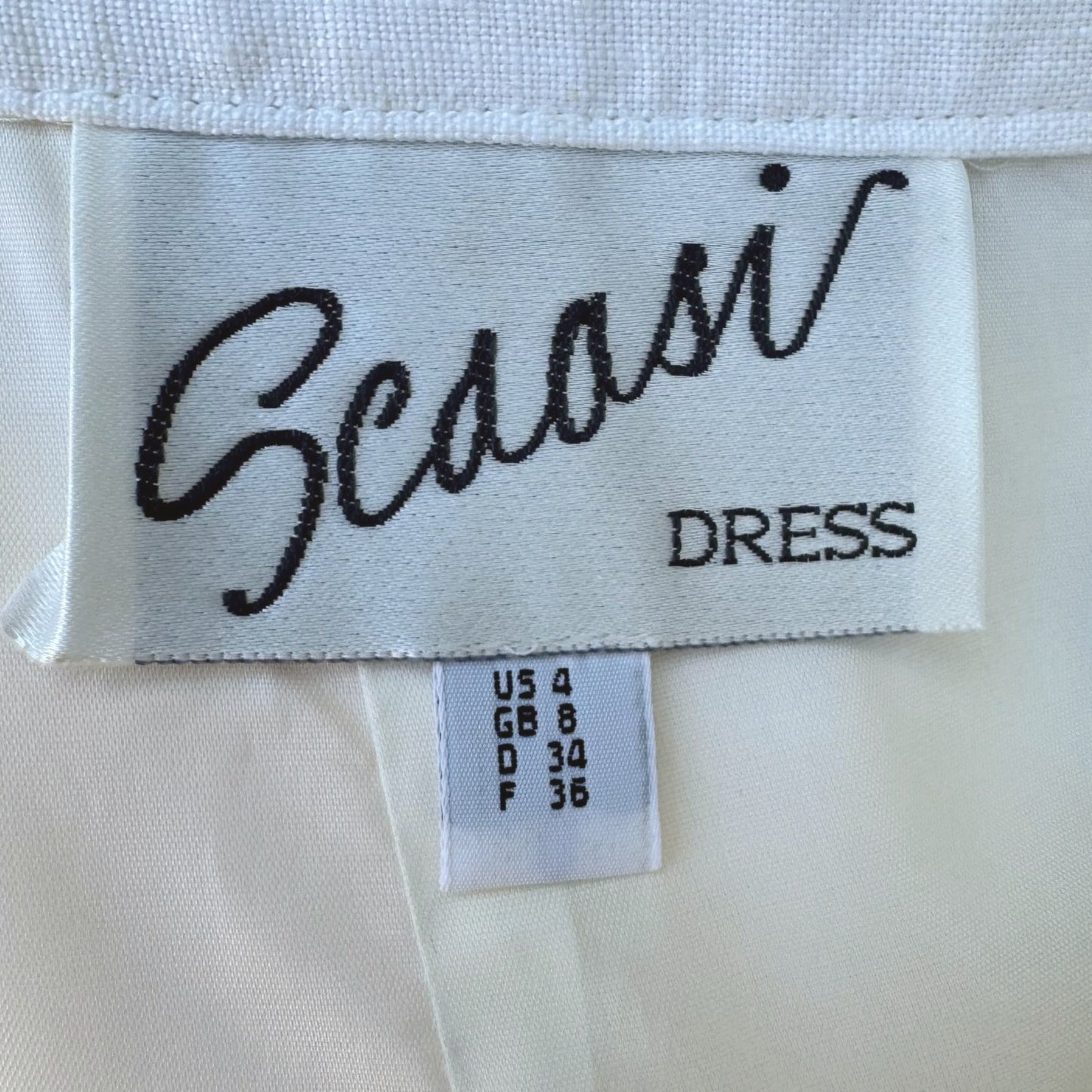 Scaasi Vintage 80s Womens White Linen Pencil Skirt Size 4 Back Slit Full Lining