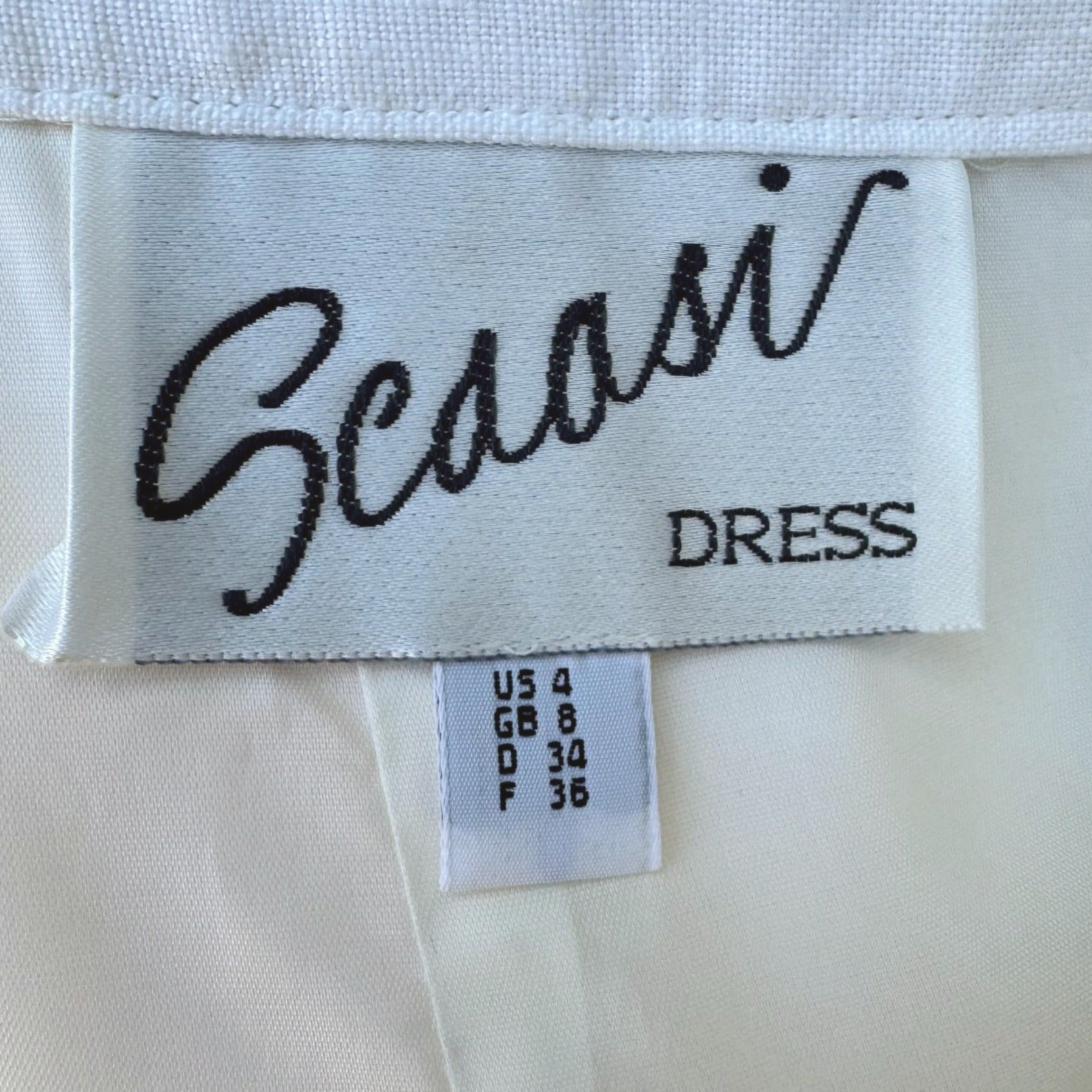 Scaasi Vintage 80s Womens White Linen Pencil Skirt Size 4 Back Slit Full Lining