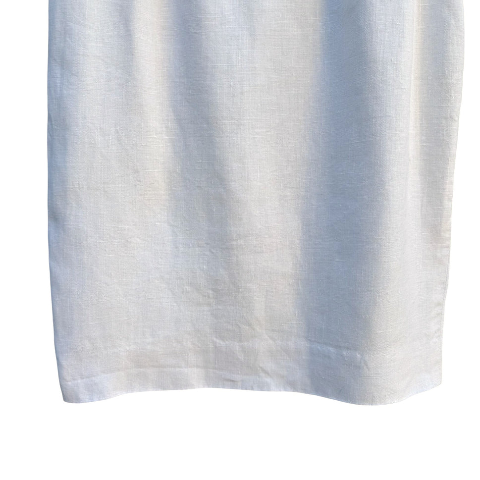 Scaasi Vintage 80s Womens White Linen Pencil Skirt Size 4 Back Slit Full Lining