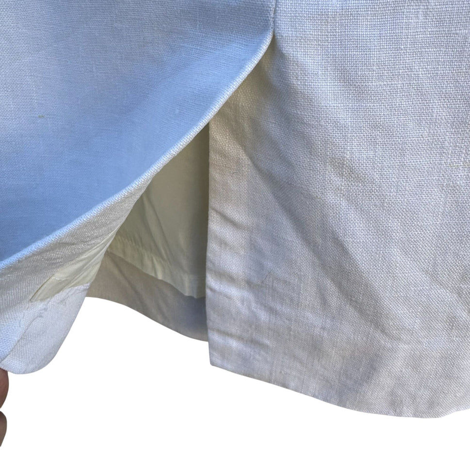 Scaasi Vintage 80s Womens White Linen Pencil Skirt Size 4 Back Slit Full Lining
