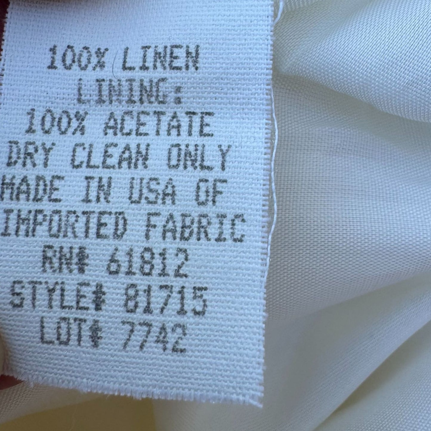 Scaasi Vintage 80s Womens White Linen Pencil Skirt Size 4 Back Slit Full Lining