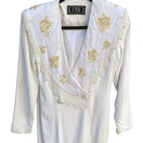 Switch CDC Evening Vintage White Dress Floral Beaded Fringe Long Sleeve Elegant RetroM 3 image