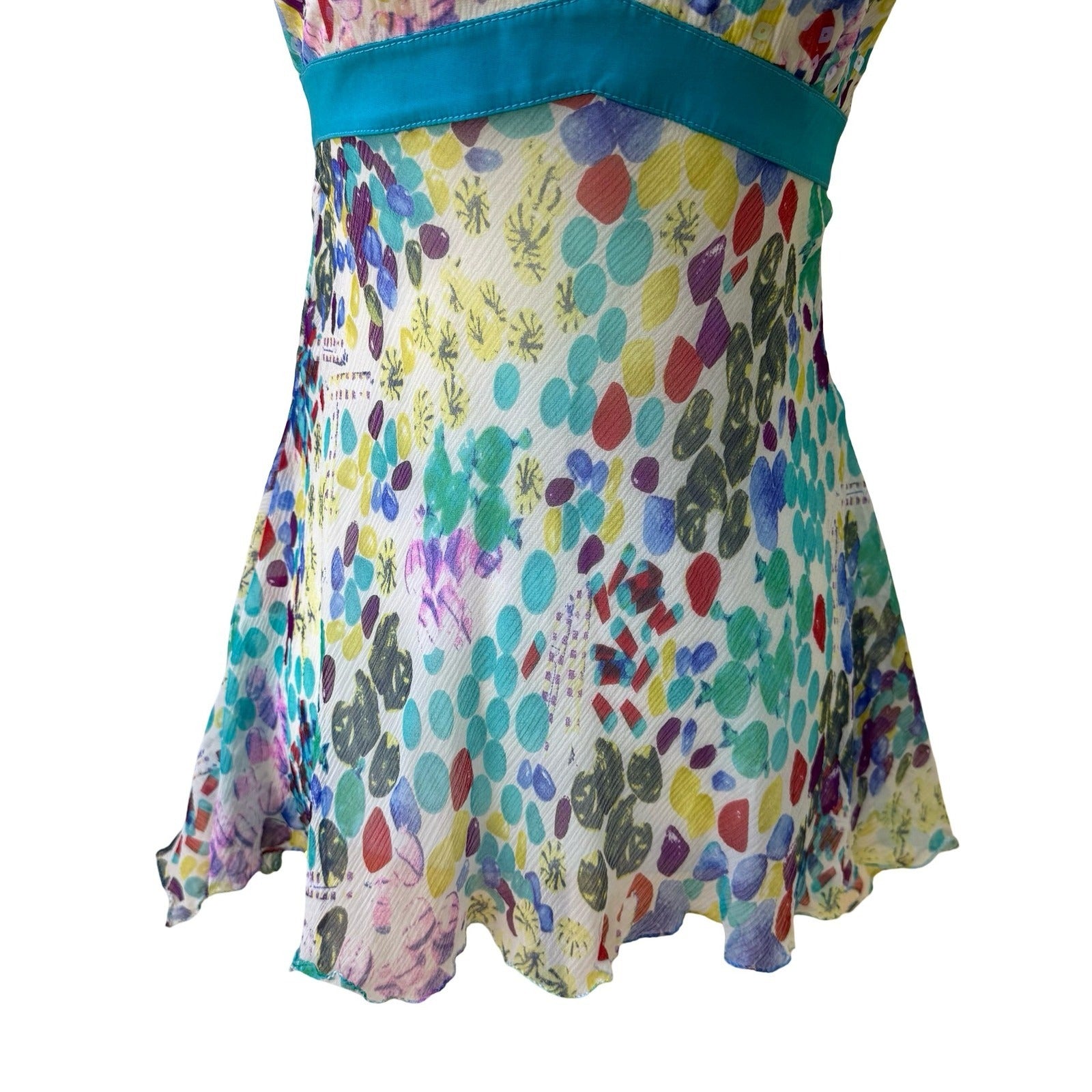 BGN Vintage Y2K Silk Abstract Polka Dot Sequin Fairy Empire Waist Cami Top S