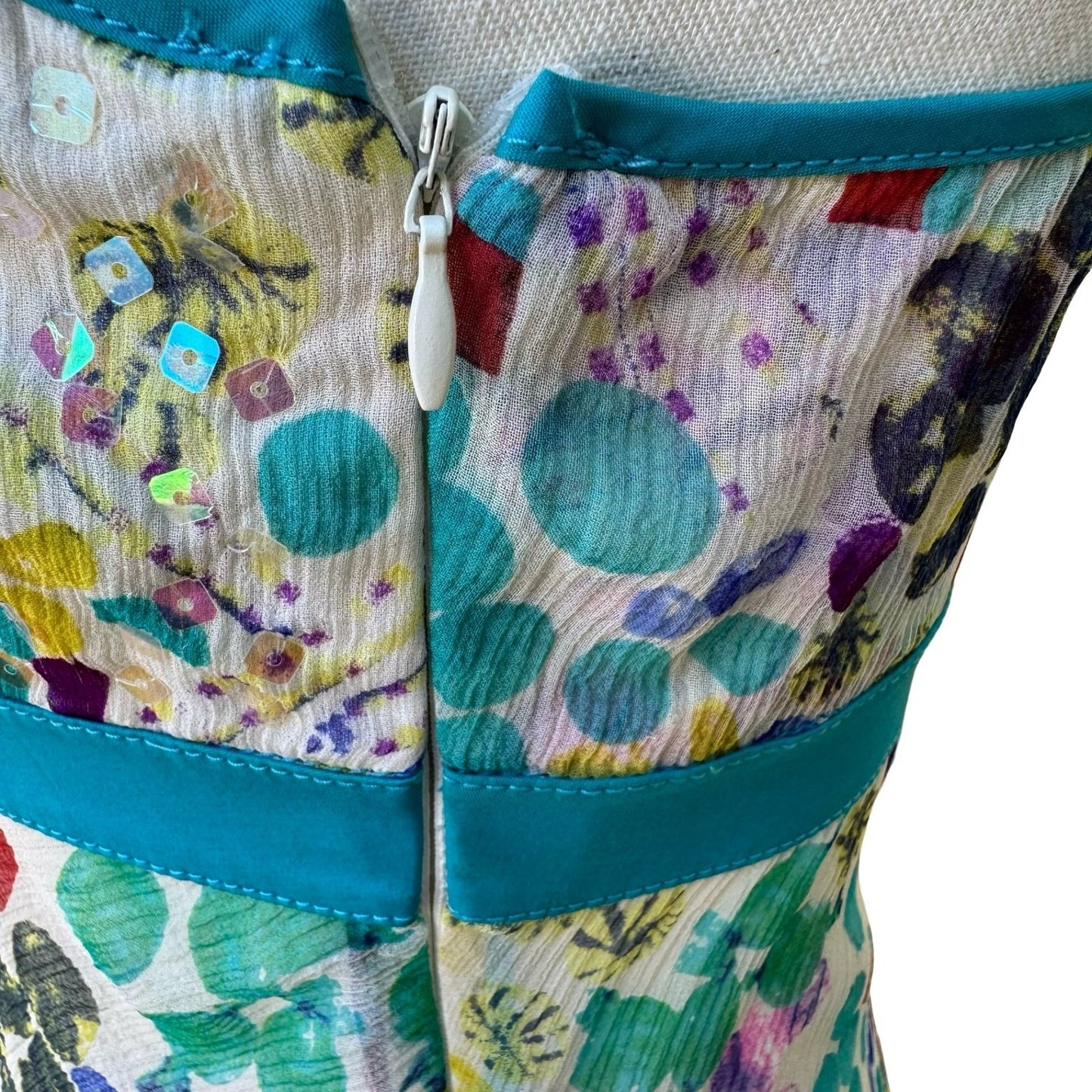 BGN Vintage Y2K Silk Abstract Polka Dot Sequin Fairy Empire Waist Cami Top S