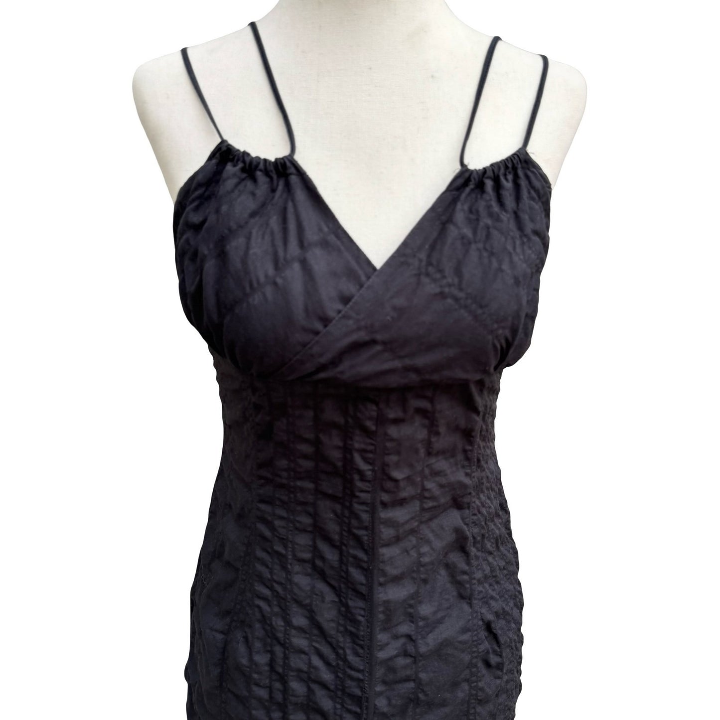Whimsigoth Crinkled Quilted Witchy Steampunk Bubble Hem Midi Dress Avant Garde S