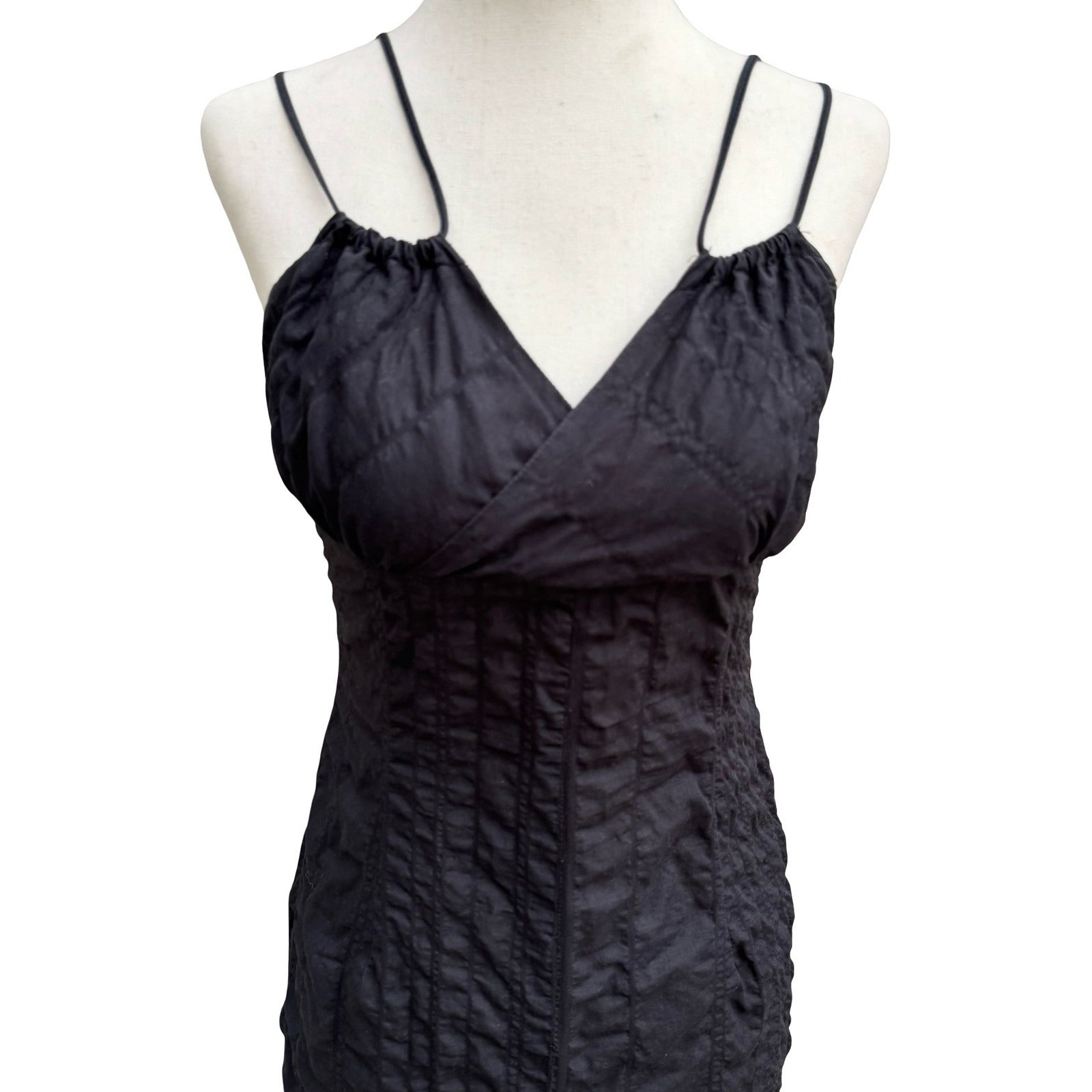 Whimsigoth Crinkled Quilted Witchy Steampunk Bubble Hem Midi Dress Avant Garde S