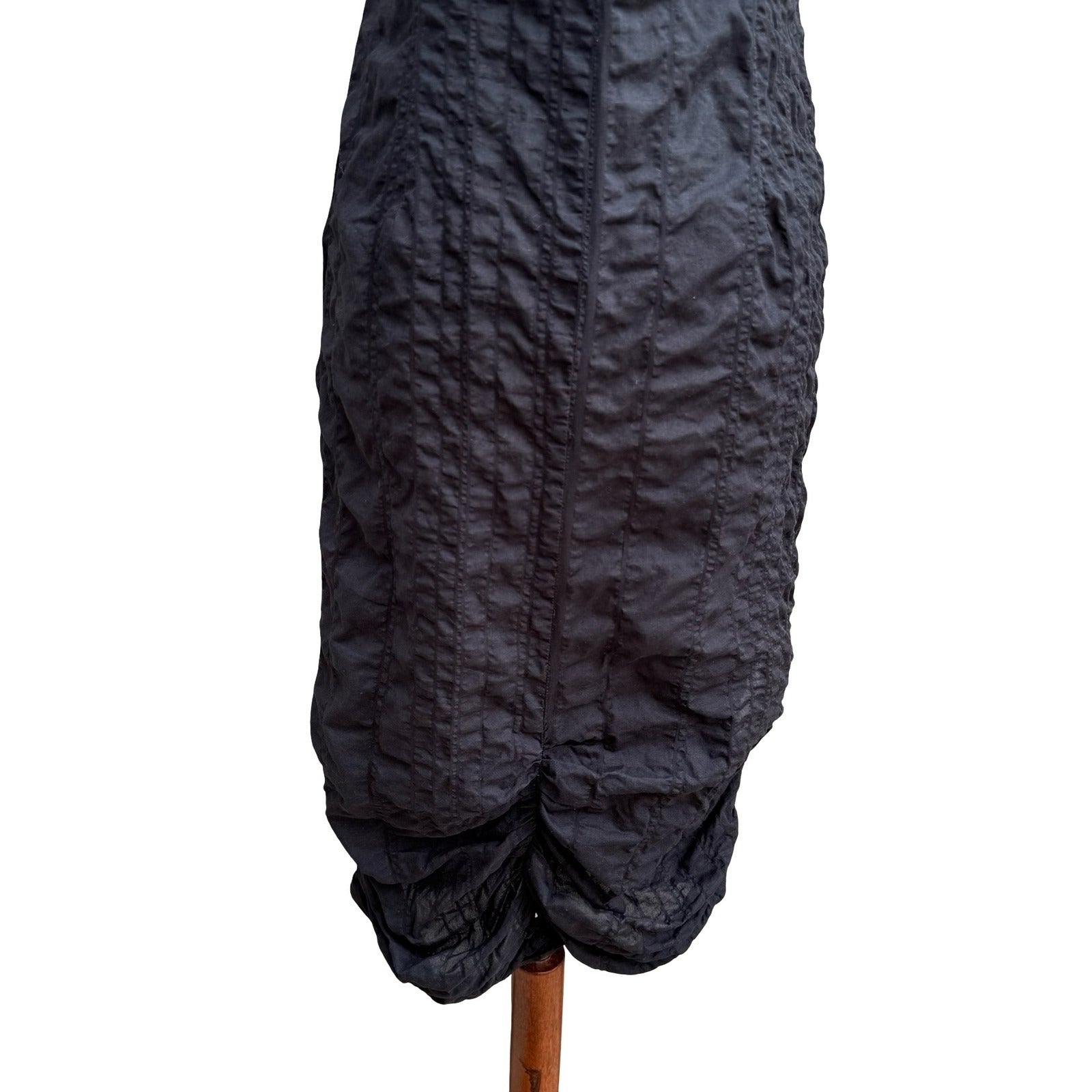 Whimsigoth Crinkled Quilted Witchy Steampunk Bubble Hem Midi Dress Avant Garde S