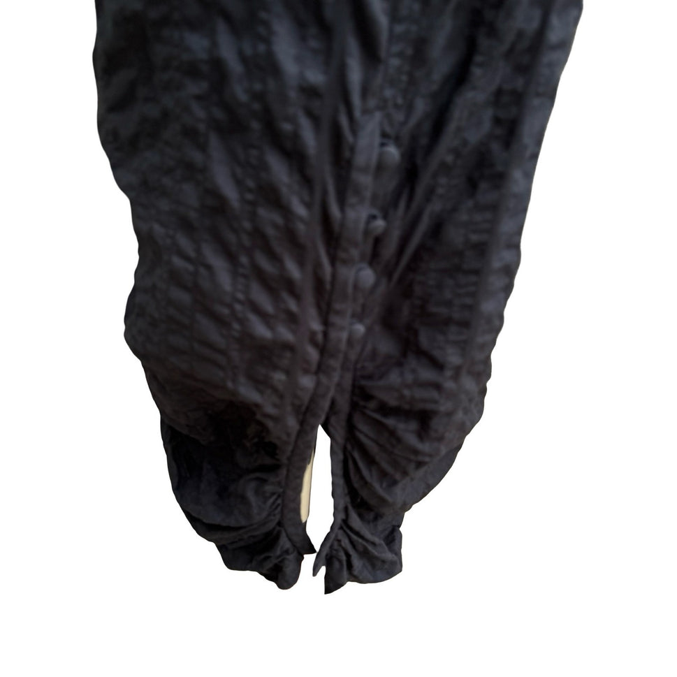 Whimsigoth Crinkled Quilted Witchy Steampunk Bubble Hem Midi Dress Avant Garde S