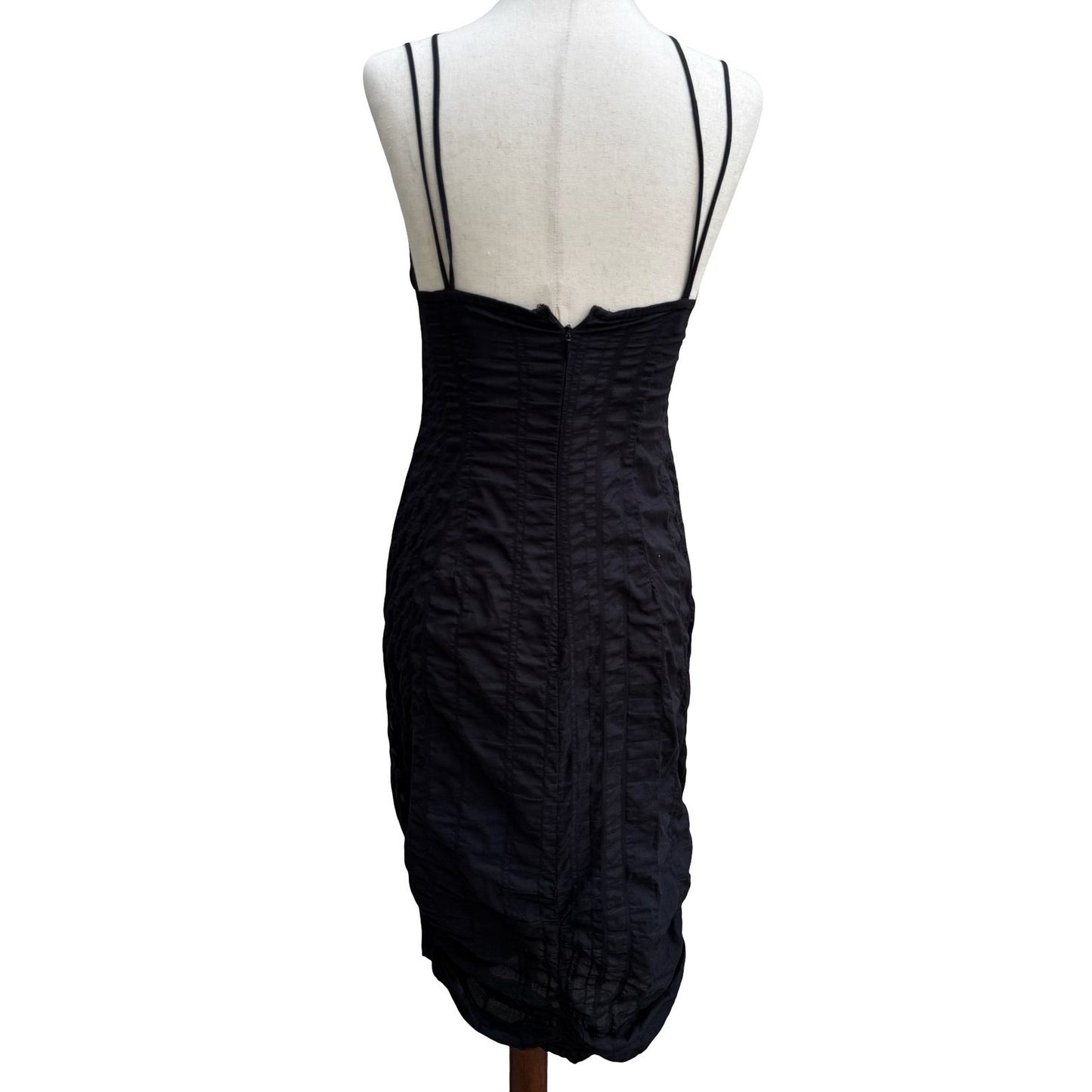 Whimsigoth Crinkled Quilted Witchy Steampunk Bubble Hem Midi Dress Avant Garde S