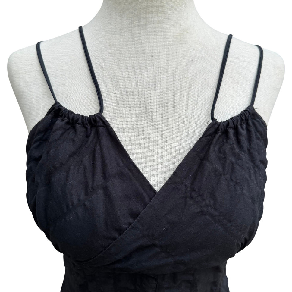 Whimsigoth Crinkled Quilted Witchy Steampunk Bubble Hem Midi Dress Avant Garde S