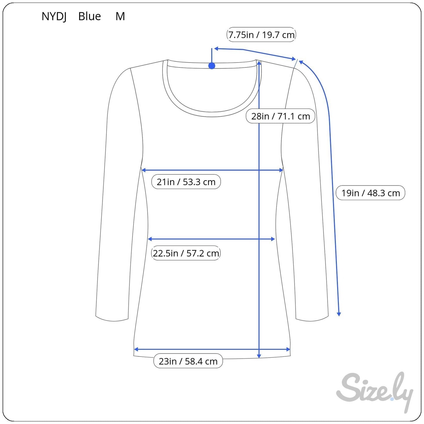 NYDJ Womens Blue Geometric Print Long Sleeve Pleated Back Preppy Tunic Blouse M