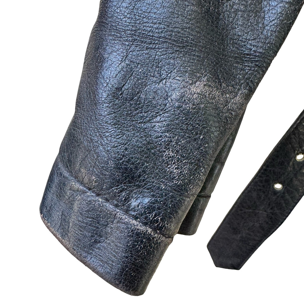 Marc Laurent Vintage 80s Belted Rocker Grunge Biker Moto Leather Jacket Black M