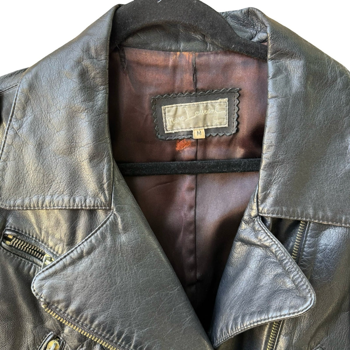 Marc Laurent Vintage 80s Belted Rocker Grunge Biker Moto Leather Jacket Black M