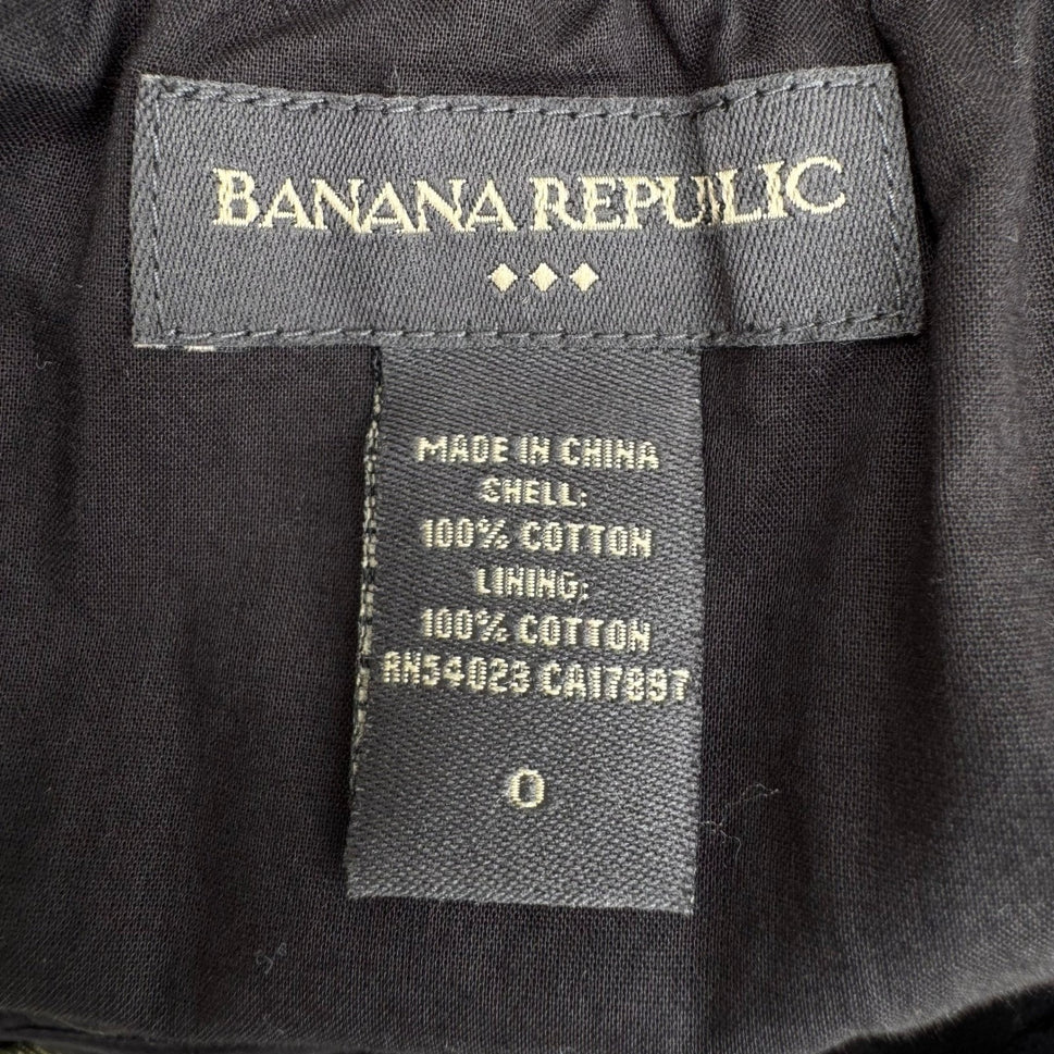 Banana Republic Milkmaid Coquette Romantic Dress Empire Waist Bow Cotton Black 0