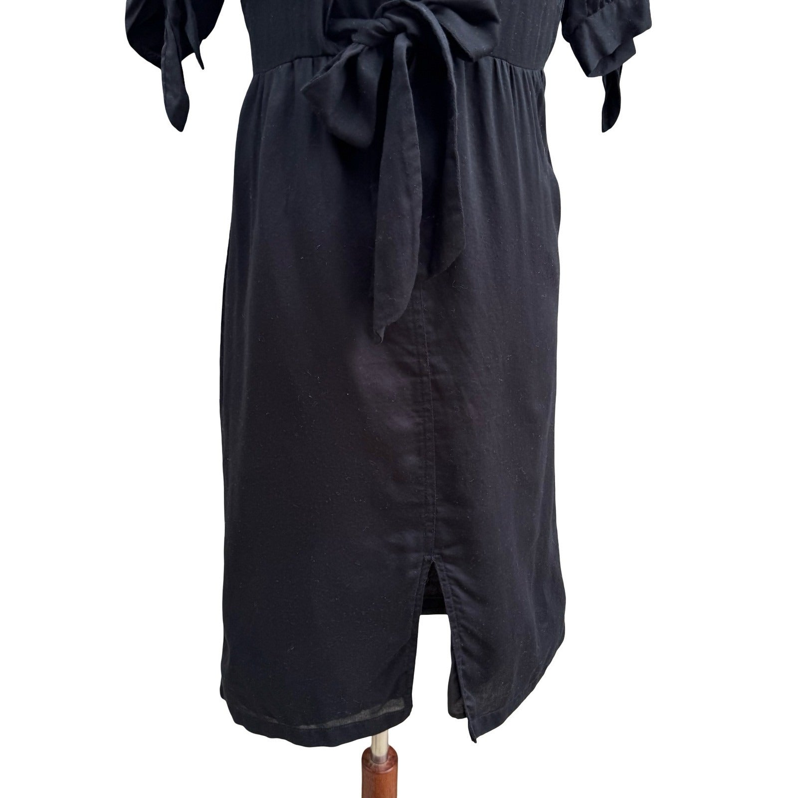 Banana Republic Milkmaid Coquette Romantic Dress Empire Waist Bow Cotton Black 0