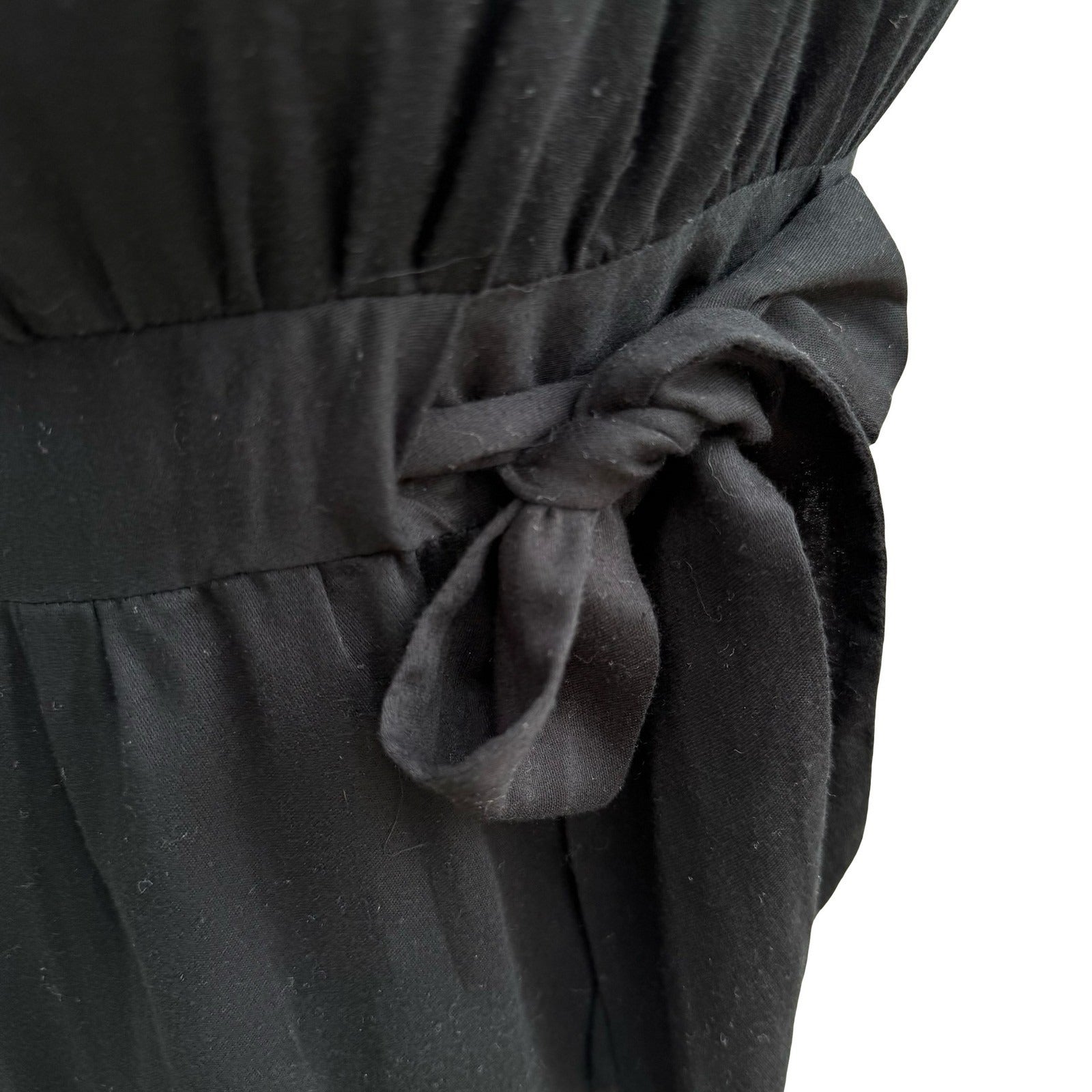 Banana Republic Milkmaid Coquette Romantic Dress Empire Waist Bow Cotton Black 0