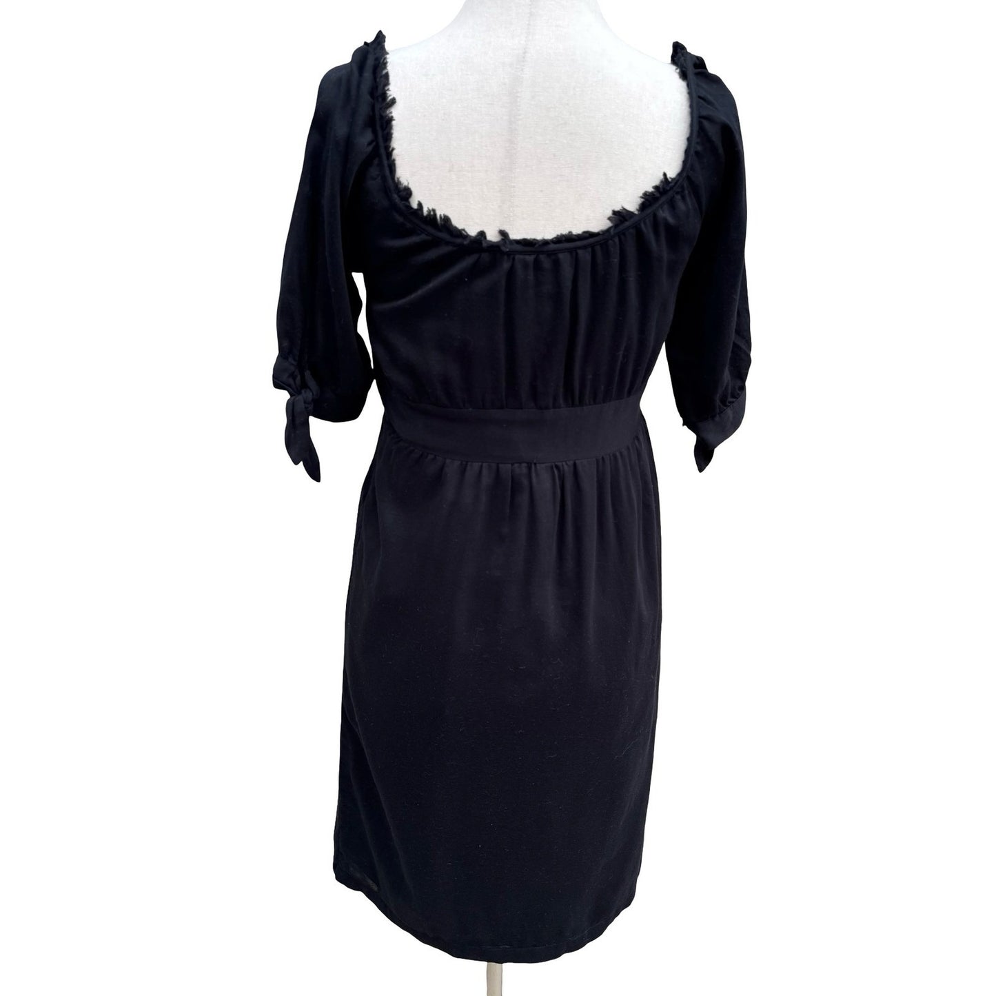 Banana Republic Milkmaid Coquette Romantic Dress Empire Waist Bow Cotton Black 0
