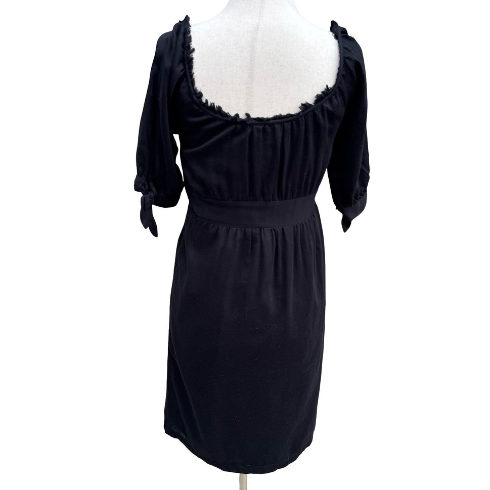 Banana Republic Milkmaid Coquette Romantic Dress Empire Waist Bow Cotton Black 0