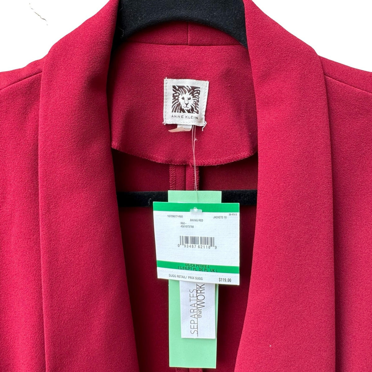 Anne Klein Careerwear Shawl Collar Open Front Chic Layering Blazer Jacket Red L