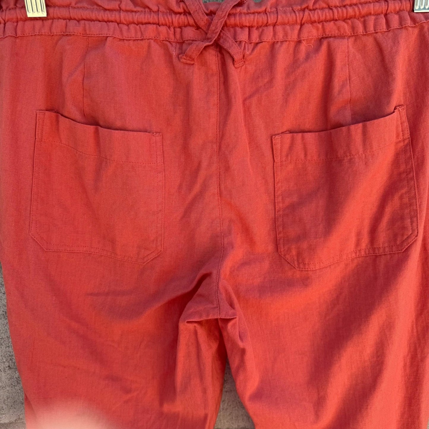 American Rag Coastal Beachy Linen Blend Elastic Drawstring Pants Coral Womens S