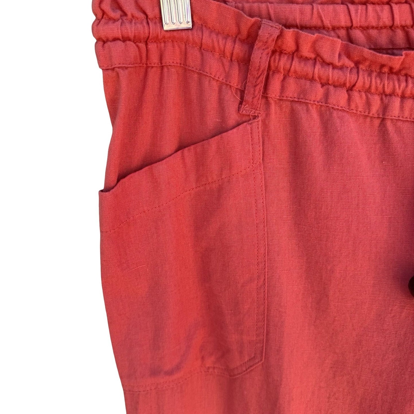 American Rag Coastal Beachy Linen Blend Elastic Drawstring Pants Coral Womens S