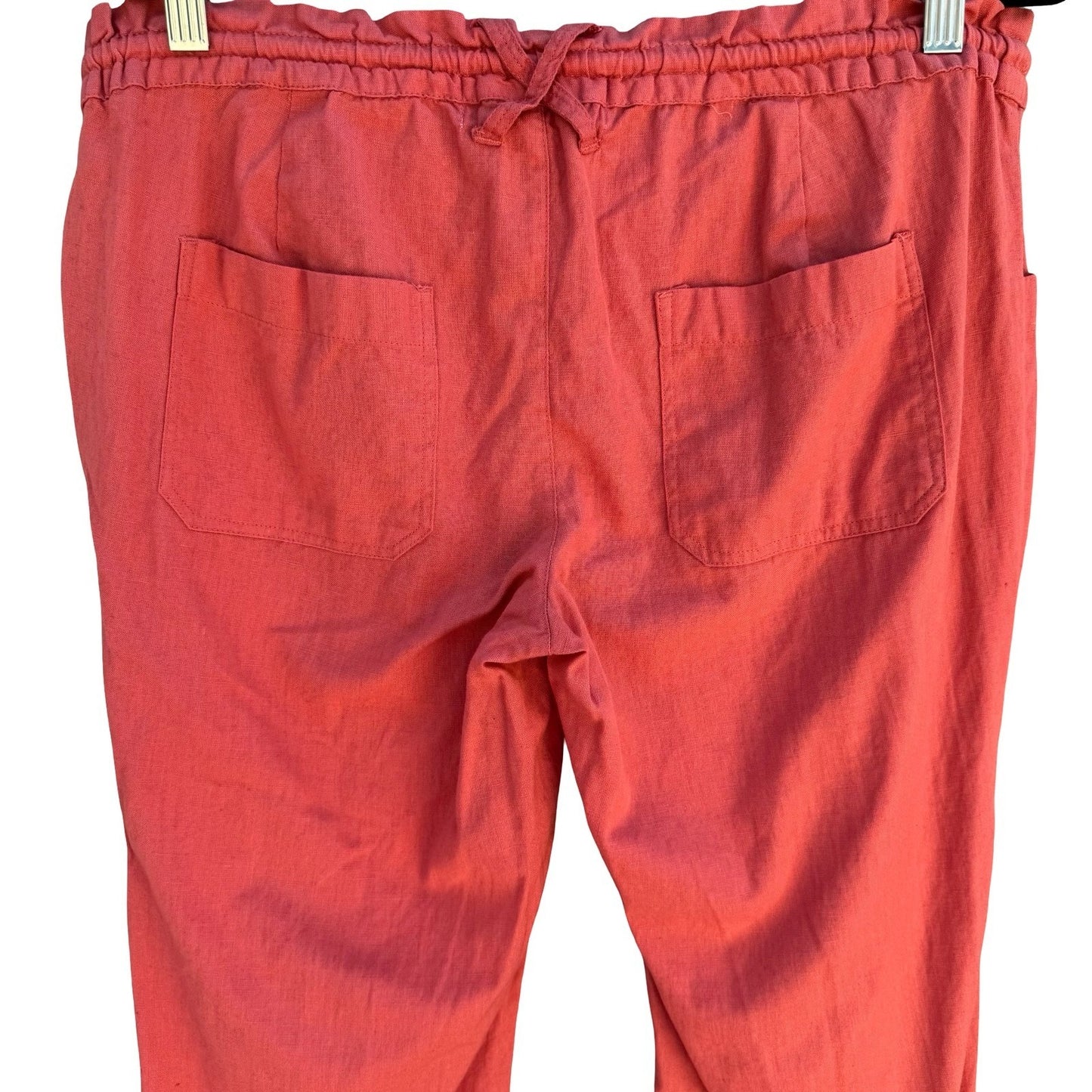 American Rag Coastal Beachy Linen Blend Elastic Drawstring Pants Coral Womens S