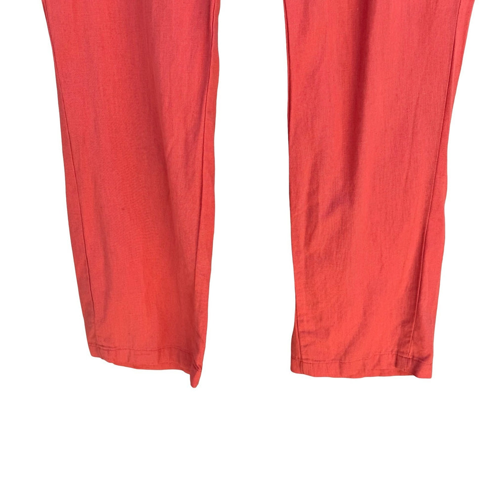 American Rag Coastal Beachy Linen Blend Elastic Drawstring Pants Coral Womens S