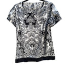 Switch Sunny Leigh Womens Pleated Scoop Neck Paisley Print Cap Sleeve Tunic Blouse S 2 image