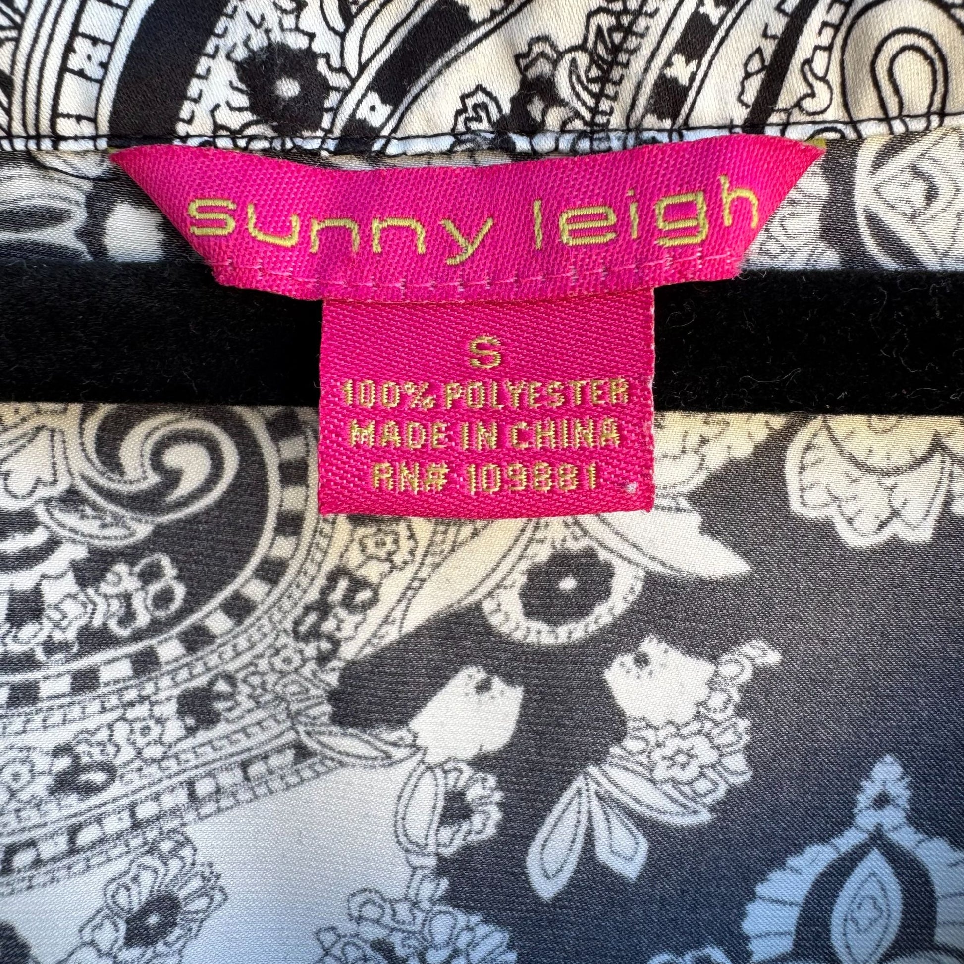 Sunny Leigh Womens Pleated Scoop Neck Paisley Print Cap Sleeve Tunic Blouse S