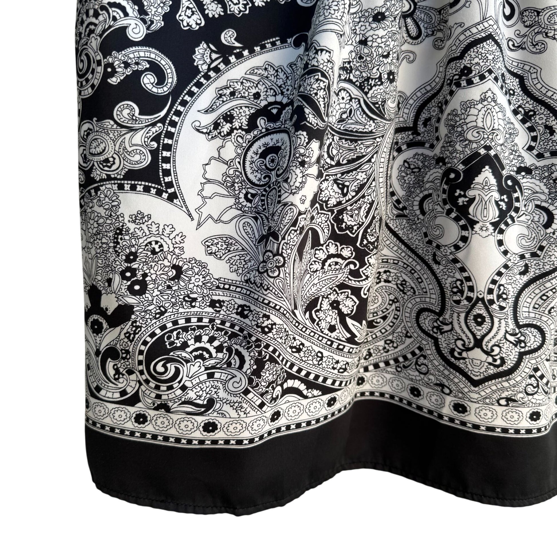 Sunny Leigh Womens Pleated Scoop Neck Paisley Print Cap Sleeve Tunic Blouse S