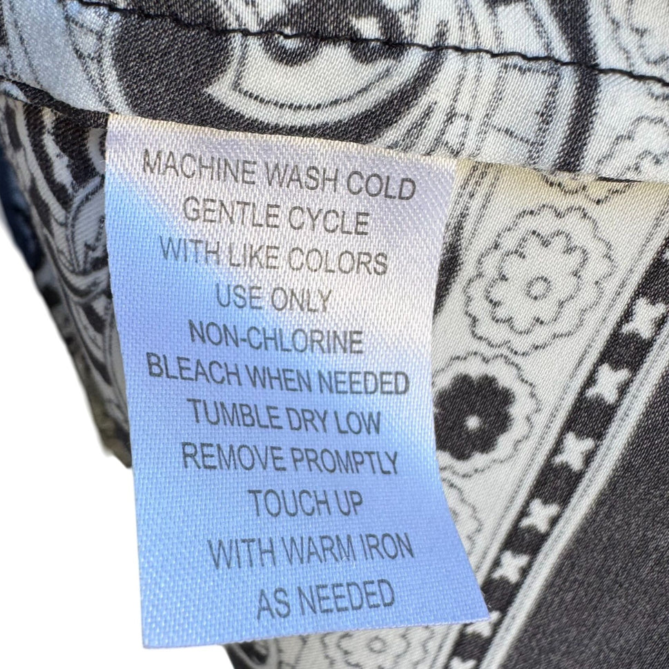 Sunny Leigh Womens Pleated Scoop Neck Paisley Print Cap Sleeve Tunic Blouse S