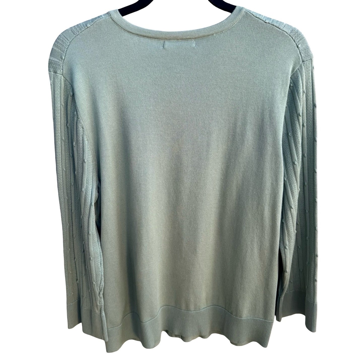 Cable & Gauge Minimalist Pastel Green Pointelle Popcorn Knit Cardigan XL NEW