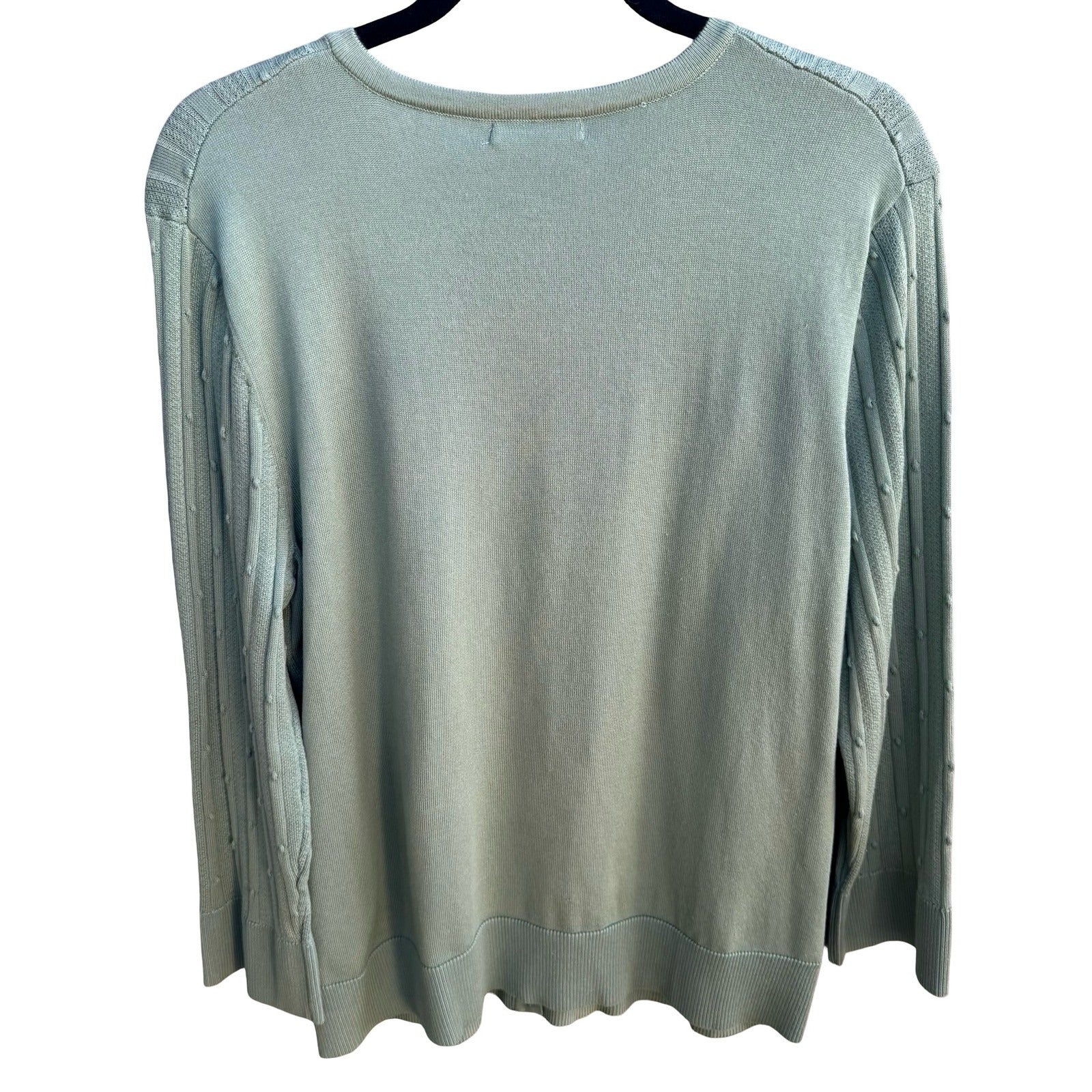 Cable & Gauge Minimalist Pastel Green Pointelle Popcorn Knit Cardigan XL NEW
