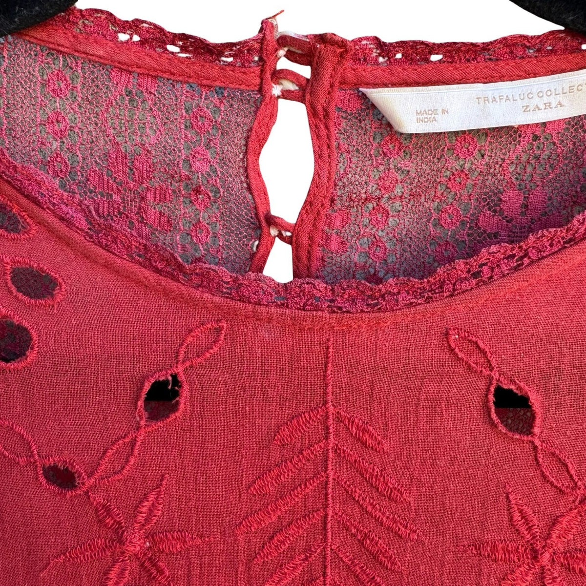 Zara Boho Cottagecore Romantic Eyelet Peasant Ethereal Gauze Lace Midi Dress XS