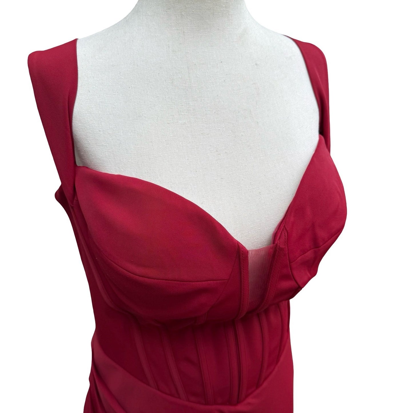 GLS Gloria Red Corset Sweetheart Draped Evening Gown Train Prom Gala Glamour XL