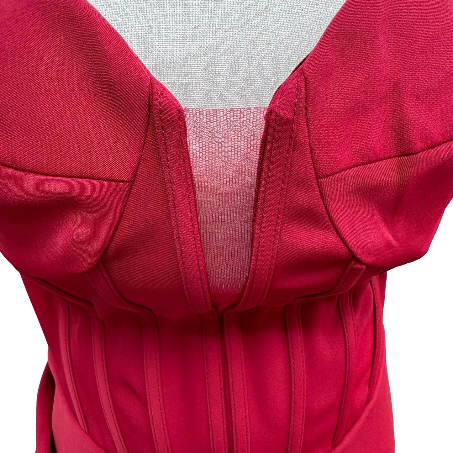 GLS Gloria Red Corset Sweetheart Draped Evening Gown Train Prom Gala Glamour XL
